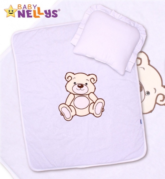 Sada, plymo do kočárku jersey Teddy Bear - bílá
