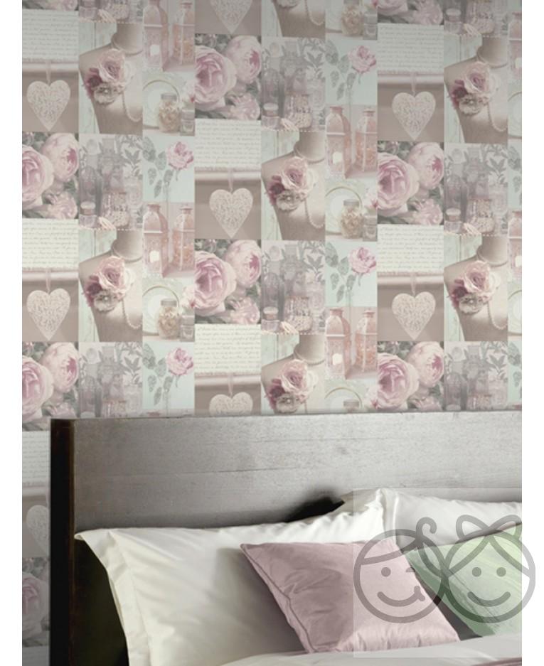 Tapeta květinová Šarlot, třpyt 10m 