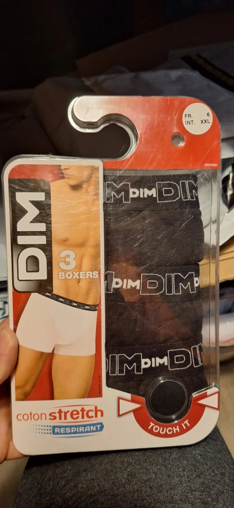 Pánské boxerky Dim Coton Stretch černá-bílé písmo lem 3ks - vel.XXL