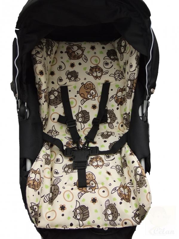 Náhradní vložka do kočárku MOTÝL kočárkovina+fleece tm.modrá/šedá - jaro, podzim, zima