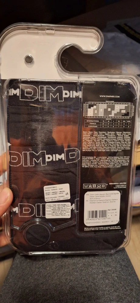 Pánské boxerky Dim Coton Stretch černá-bílé písmo lem 3ks - vel.XXL