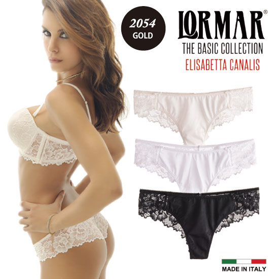 Kalhotky brazilky Lormar Gold, vel.L, bílá